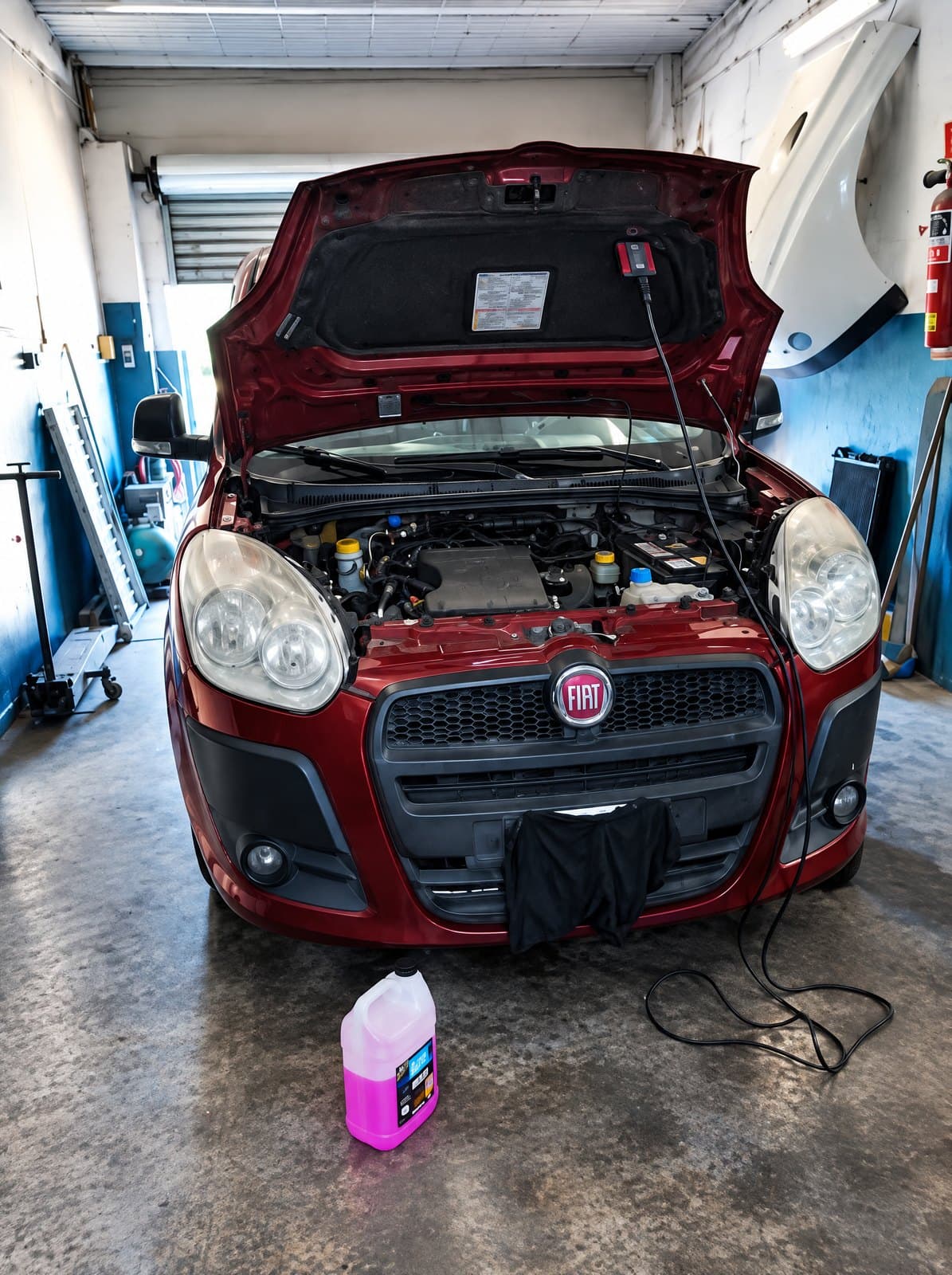 Fiat Doblò conectado al escáner en el taller